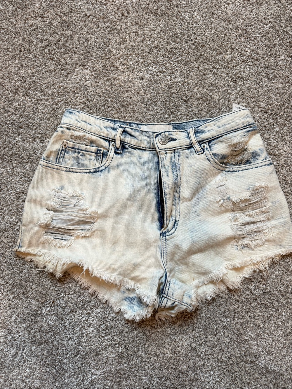 Garage Light Blue Distressed Denim Shorts